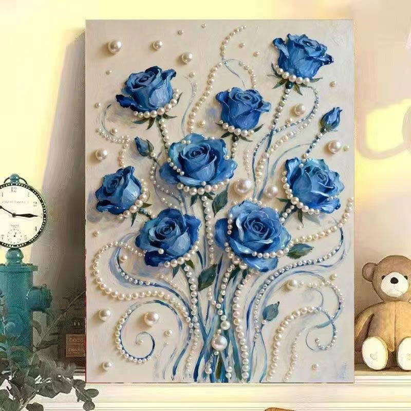 (30x40cm)DIY Pearl Painting Framed Flower Handmade Pearl Material Art Kit