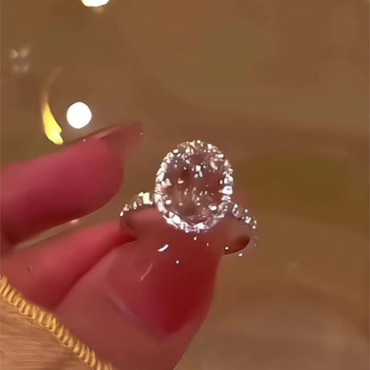 Handcrafted oversized pigeon egg diamond ring—set with 266 diamonds, Semi-Transparent & Sparkling in Sunlight!