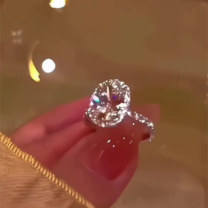 Handcrafted oversized pigeon egg diamond ring—set with 266 diamonds, Semi-Transparent & Sparkling in Sunlight!