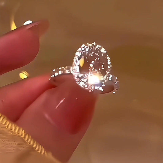 Handcrafted oversized pigeon egg diamond ring—set with 266 diamonds, Semi-Transparent & Sparkling in Sunlight!