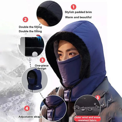 Ultra-Comfortable Soft Fleece-Lined Thickened Cold-Resistant Windproof Warm Hat with Integrated Face Mask, Neck Warmer, and Scarf—Perfect for Any Winter Outdoor Activity