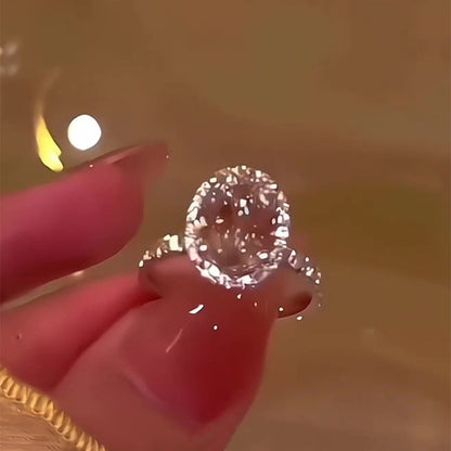 Handcrafted oversized pigeon egg diamond ring—set with 266 diamonds, Semi-Transparent & Sparkling in Sunlight!