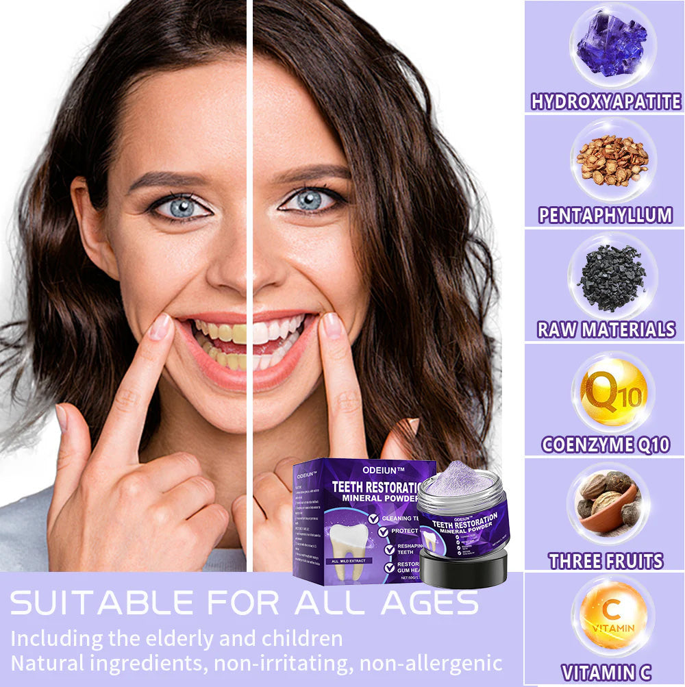 🎁Flash Sale - Don’t Miss Out - ODEIUN™ Teeth Restoration Mineral Powder🦷(ADA recommended)👩‍⚕️(Treats periodontitis and mouth ulcers, prevents tooth loss, and repairs gum recession)