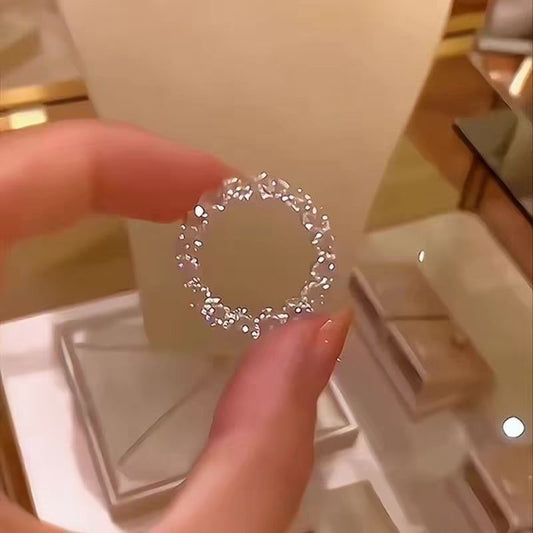 Handcrafted Galaxy Diamond Ring – 266 Diamonds, Semi-Transparent & Sparkling in Sunlight!