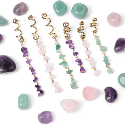 Natural Crystal Stone Spiral Hair Accessory | Braids & Dreadlock-Specific Band ✨ Infuse Magic into Every Strand ✨