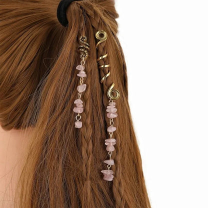 Natural Crystal Stone Spiral Hair Accessory | Braids & Dreadlock-Specific Band ✨ Infuse Magic into Every Strand ✨