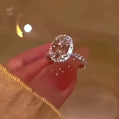 Handcrafted oversized pigeon egg diamond ring—set with 266 diamonds, Semi-Transparent & Sparkling in Sunlight!