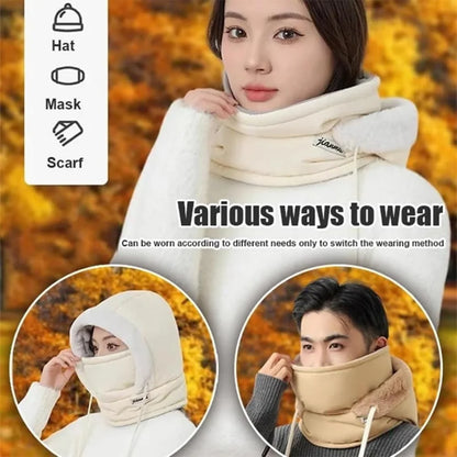 Ultra-Comfortable Soft Fleece-Lined Thickened Cold-Resistant Windproof Warm Hat with Integrated Face Mask, Neck Warmer, and Scarf—Perfect for Any Winter Outdoor Activity