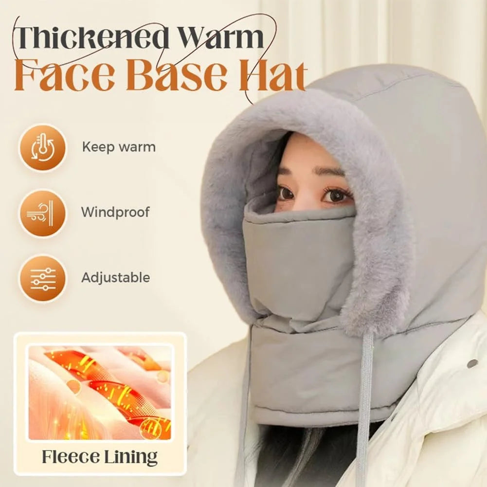 Ultra-Comfortable Soft Fleece-Lined Thickened Cold-Resistant Windproof Warm Hat with Integrated Face Mask, Neck Warmer, and Scarf—Perfect for Any Winter Outdoor Activity