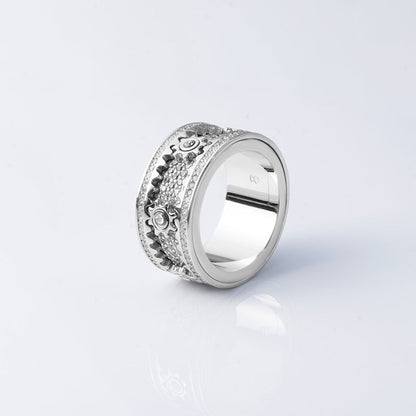 925 Sterling Silver Personalized Stress Reducing Rotatable Gear Ring