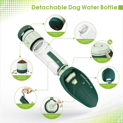 Food-Grade Portable Silicone Leak-Proof Pet Water Bottle with Food Container and Drinking Dispenser