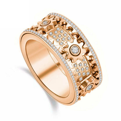 925 Sterling Silver Personalized Stress Reducing Rotatable Gear Ring