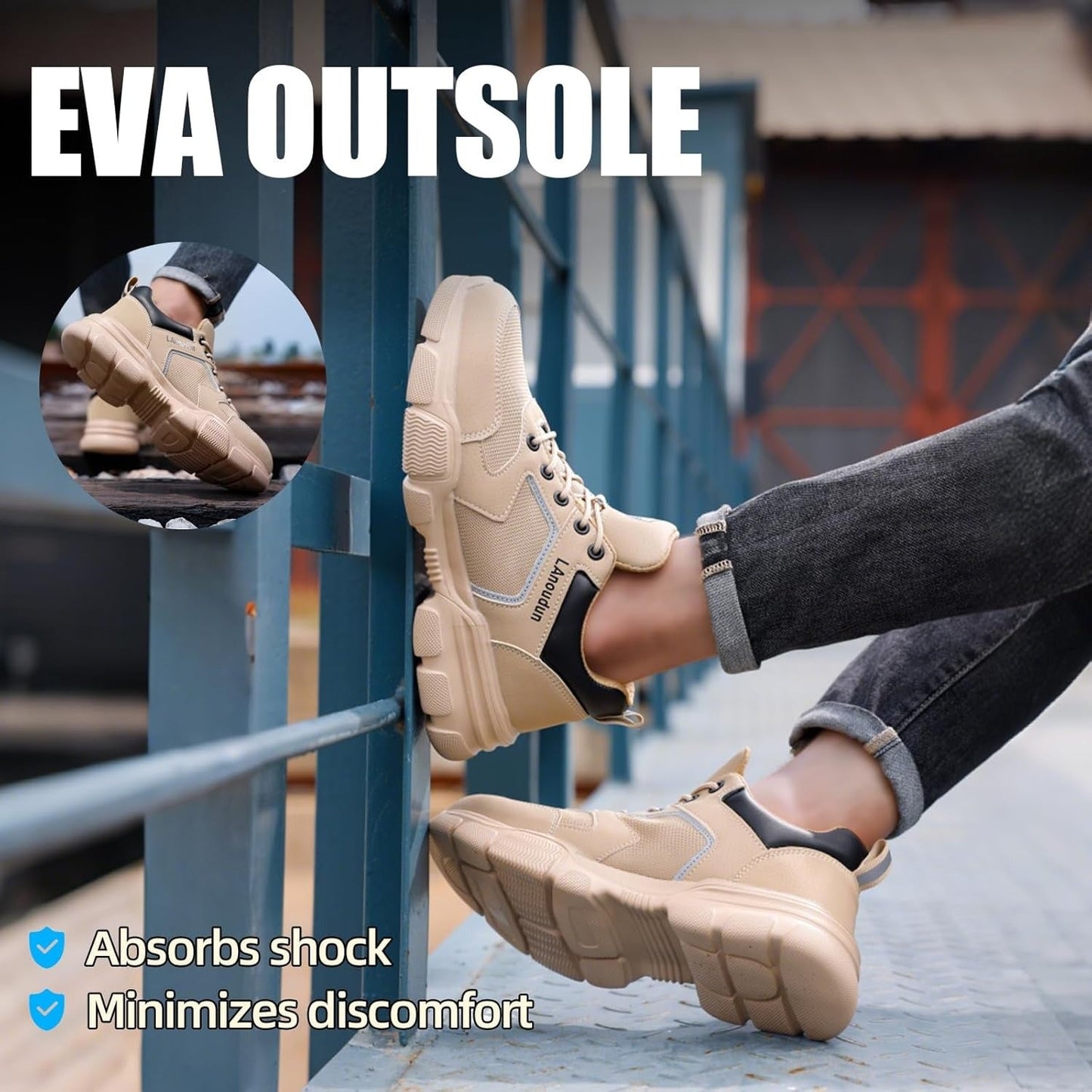 One-piece high-strength safety shoes, capable of withstanding a 3,000-pound heavy object impact, puncture-resistant, lightweight and breathable