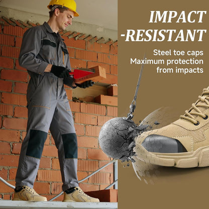 One-piece high-strength safety shoes, capable of withstanding a 3,000-pound heavy object impact, puncture-resistant, lightweight and breathable