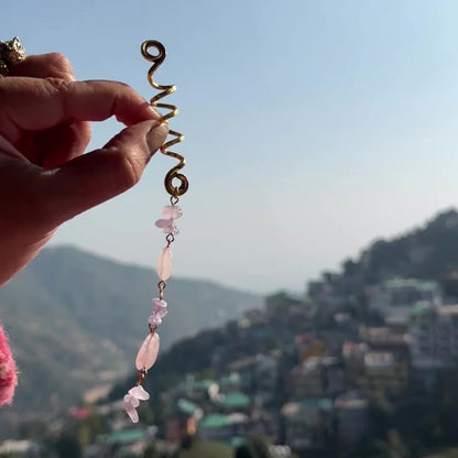 Natural Crystal Stone Spiral Hair Accessory | Braids & Dreadlock-Specific Band ✨ Infuse Magic into Every Strand ✨