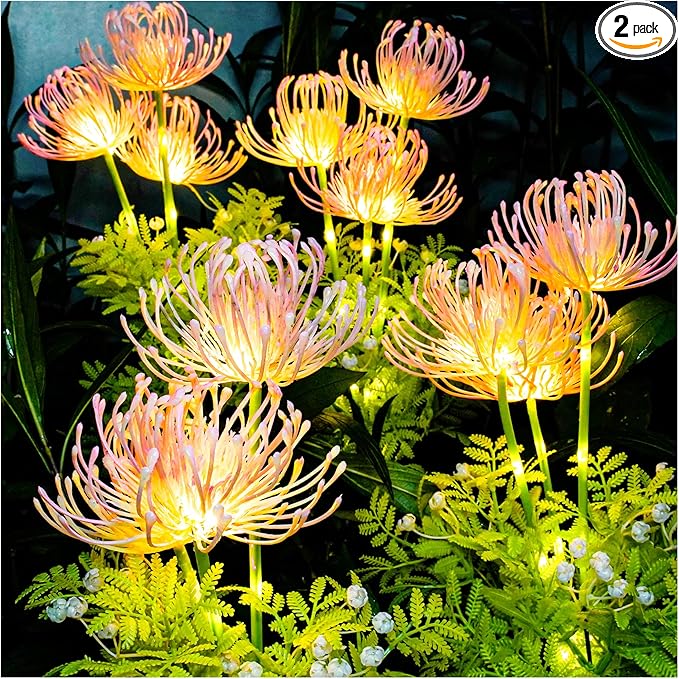 🌸Solar-Powered Floral Lights with Glowing Flowers and Stems LED Waterproof Outdoor Garden Stake Lights