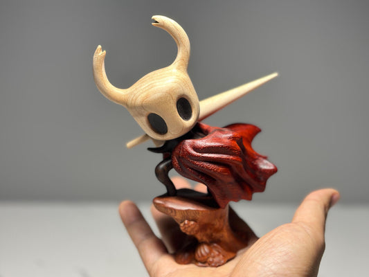 Hollow Knight Inspired Walnut Wood Sculpture • Magnetic Detachable Figurine • Wood Carving Gift