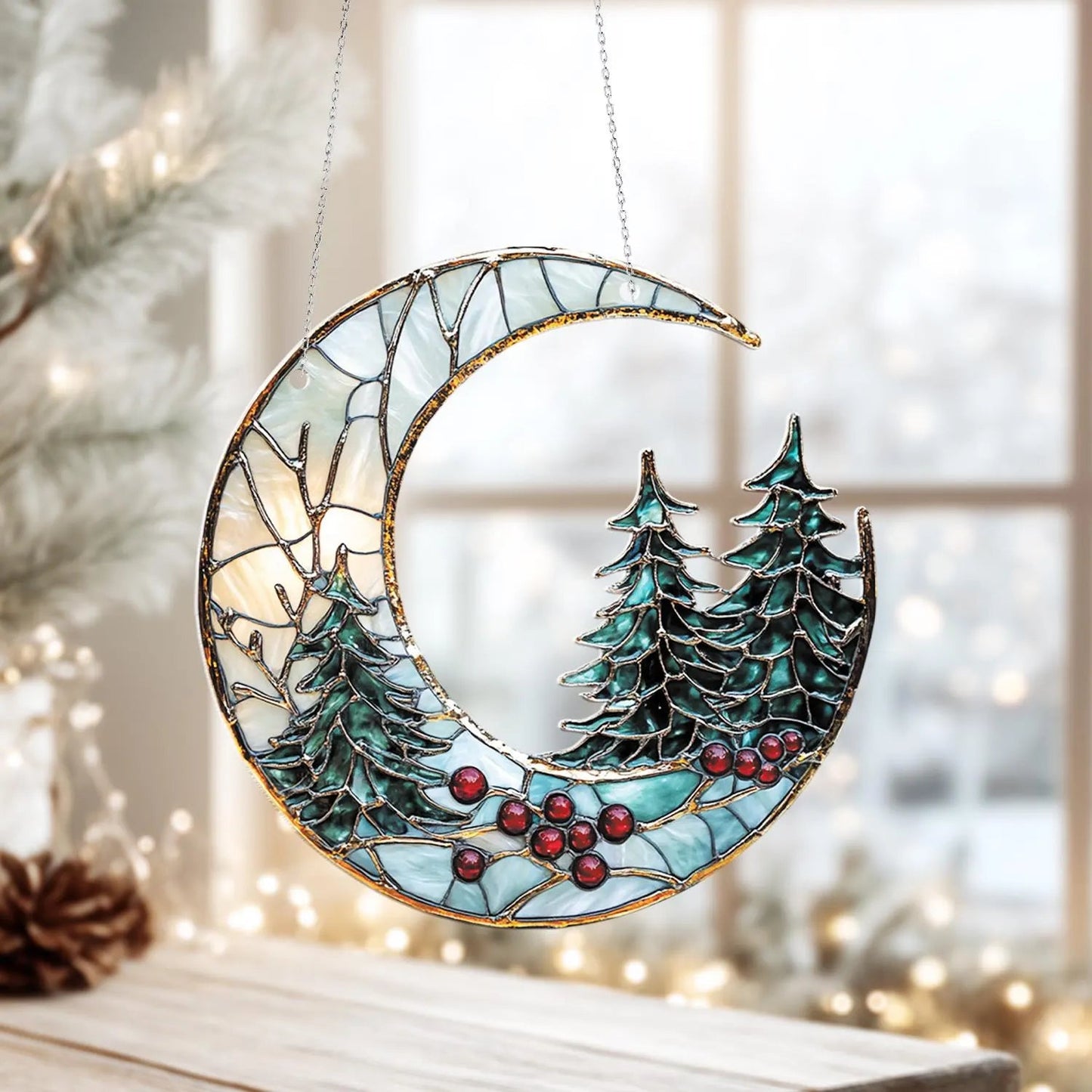 🔥2025 Christmas Hot Sale - Moon and Pine Tree Christmas Ornament
