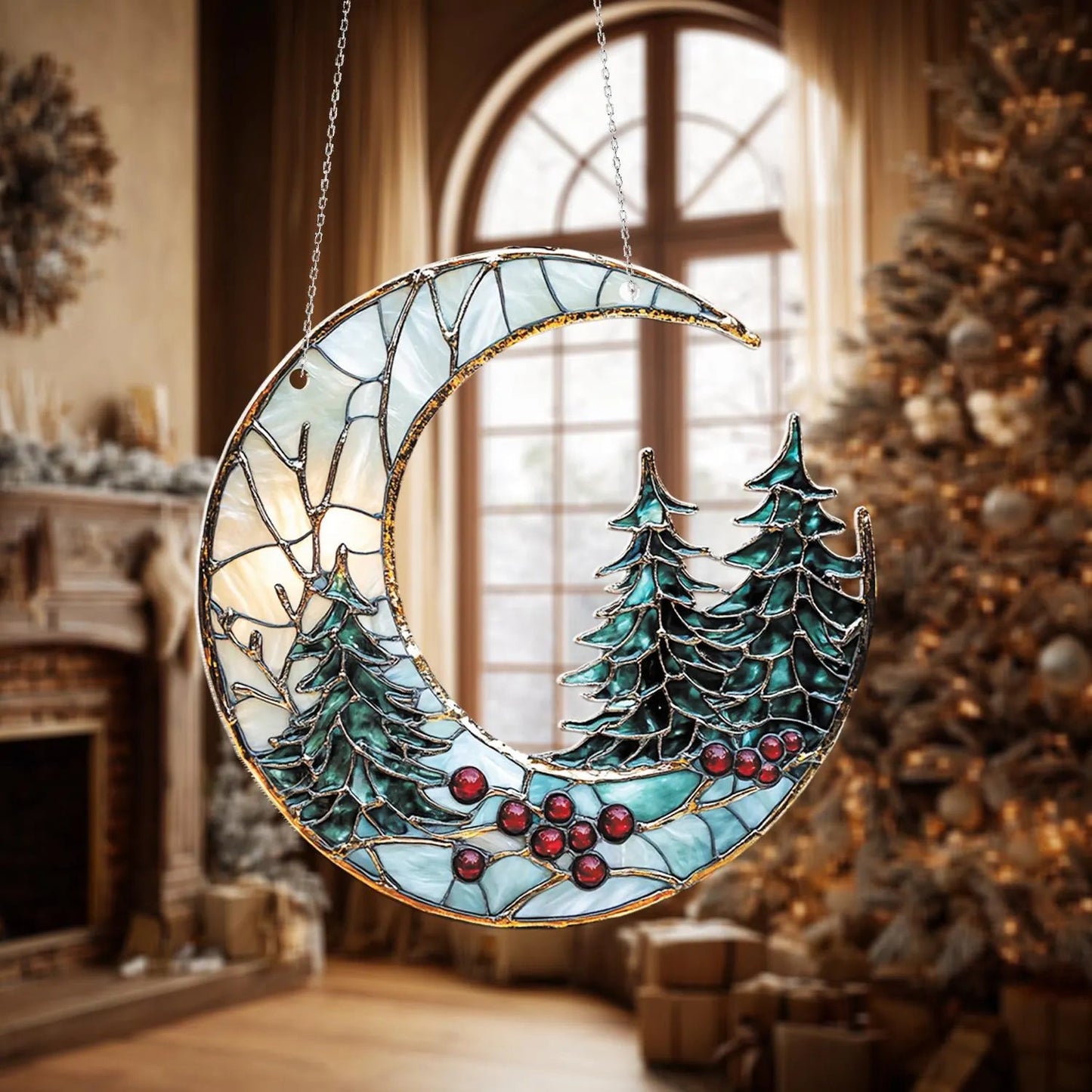 🔥2025 Christmas Hot Sale - Moon and Pine Tree Christmas Ornament