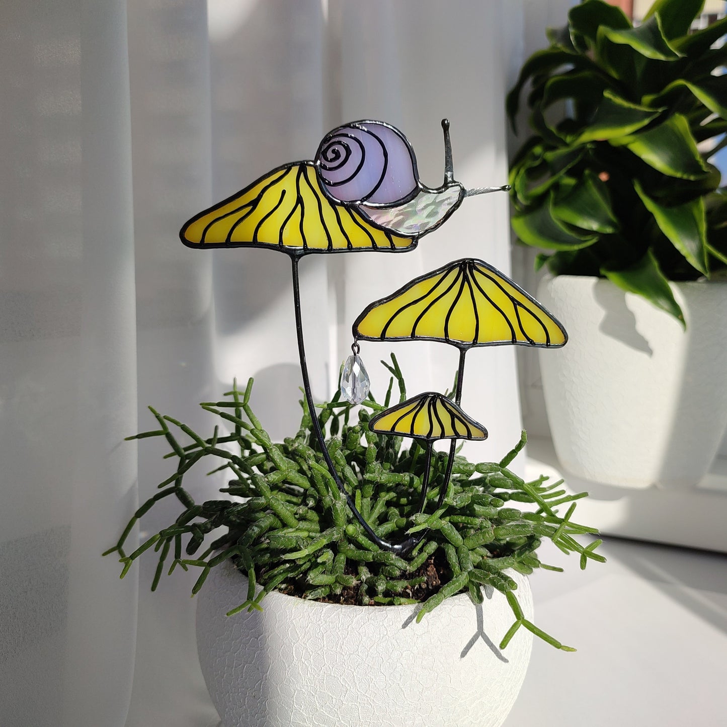 Magical Snail on Orange Mushroom Plant Stake🎁Perfect christmas Gift for Friend