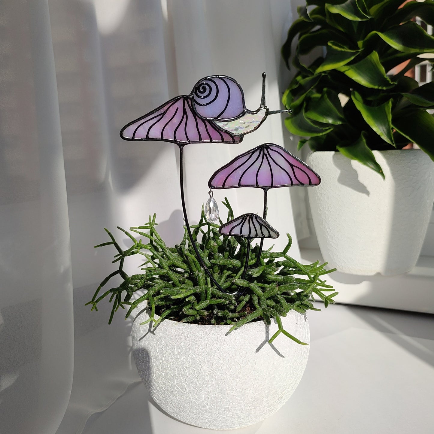 Magical Snail on Orange Mushroom Plant Stake🎁Perfect christmas Gift for Friend