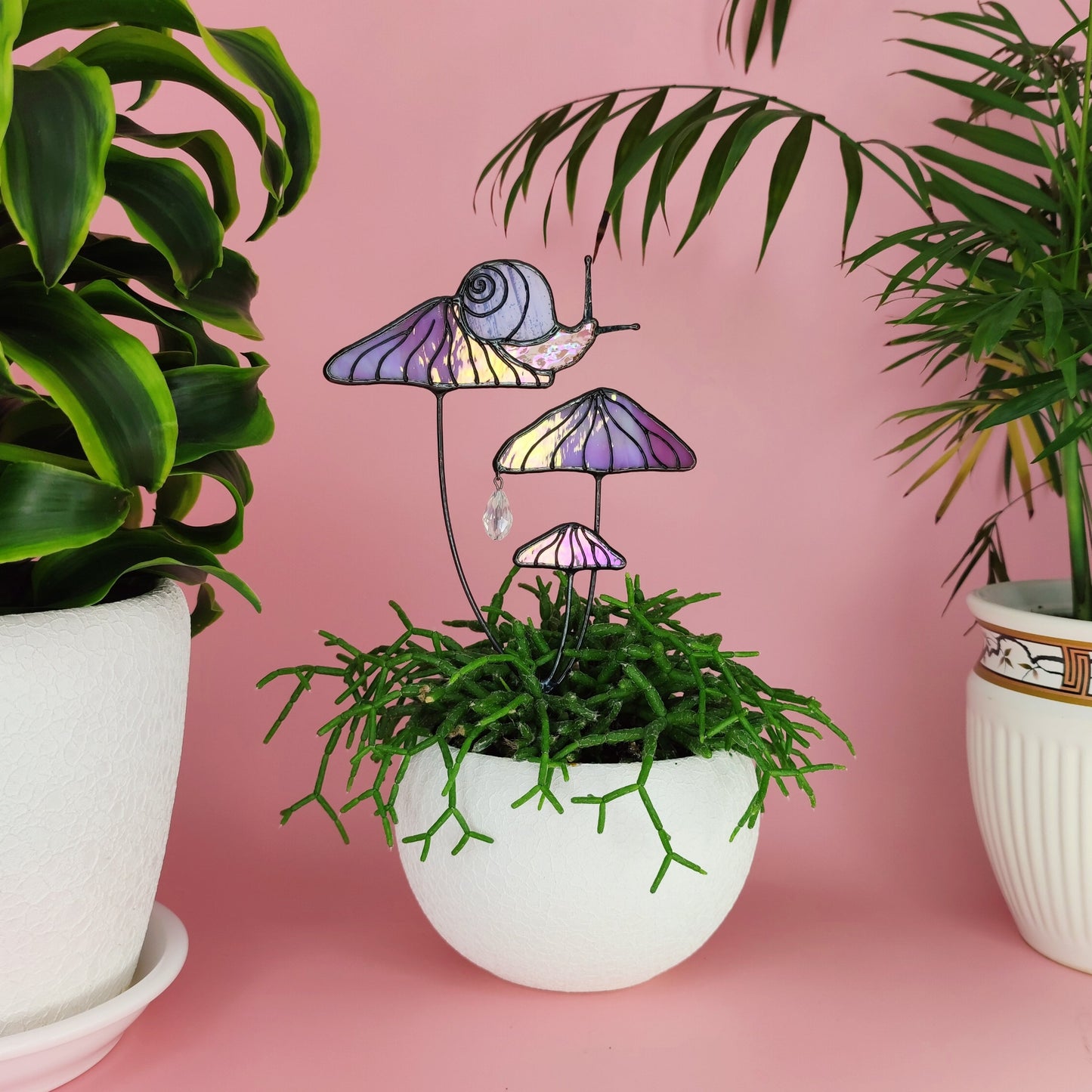 Magical Snail on Orange Mushroom Plant Stake🎁Perfect christmas Gift for Friend