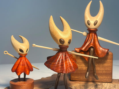 Hollow Knight Inspired Walnut Wood Sculpture • Magnetic Detachable Figurine • Wood Carving Gift