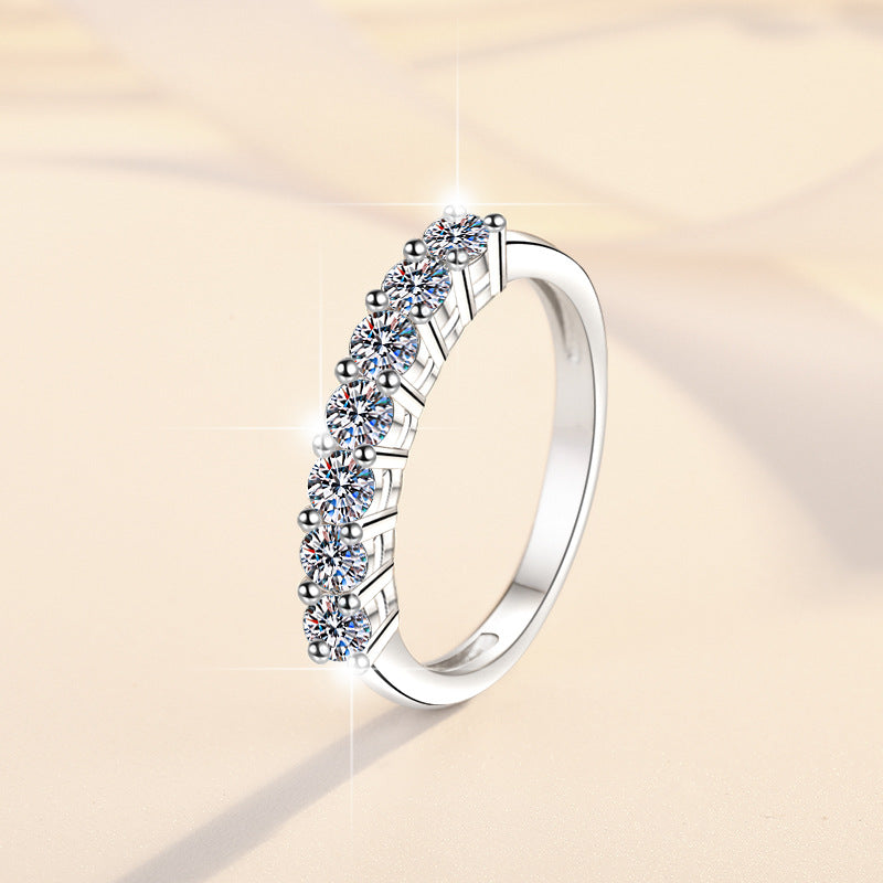 Handcrafted Seven Princess Diamond Ring-7 Diamonds, Semi-Transparent & Sparkling in Sunlight!