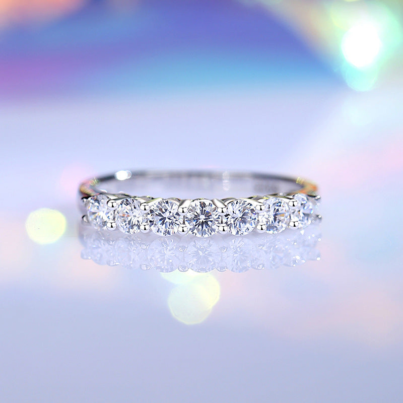 Handcrafted Seven Princess Diamond Ring-7 Diamonds, Semi-Transparent & Sparkling in Sunlight!