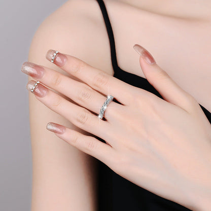 Handcrafted Seven Princess Diamond Ring-7 Diamonds, Semi-Transparent & Sparkling in Sunlight!