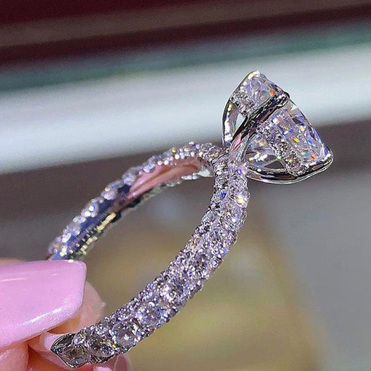 Handcrafted oversized diamond ring – 128 Diamonds, Semi-Transparent & Sparkling in Sunlight!