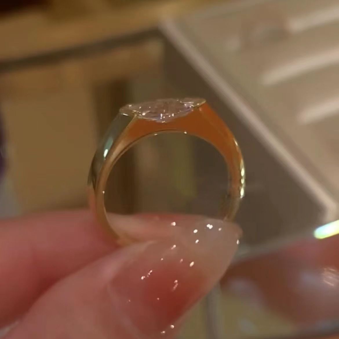 Handcrafted marquise diamond ring, adjustable size & Sparkling in Sunlight!