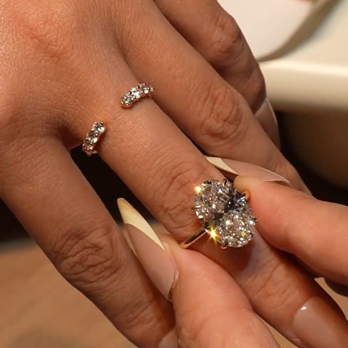 Handcrafted Pigeon Egg Stackable Diamond Ring—featuring 66 diamonds with a translucent finish that sparkles brilliantly in sunlight!