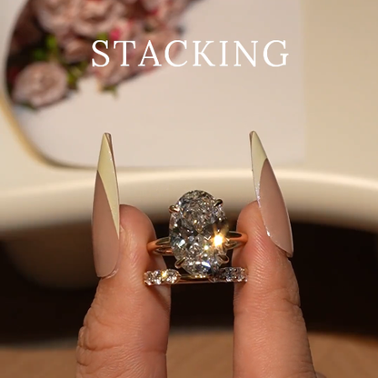 Handcrafted Pigeon Egg Stackable Diamond Ring—featuring 66 diamonds with a translucent finish that sparkles brilliantly in sunlight!