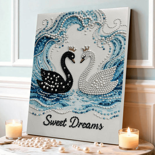 (40x50cm)DIY Pearl Painting Framed Swan Handmade Pearl Material Art Kit