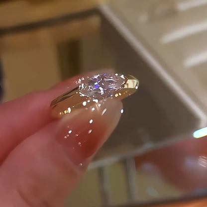 Handcrafted marquise diamond ring, adjustable size & Sparkling in Sunlight!