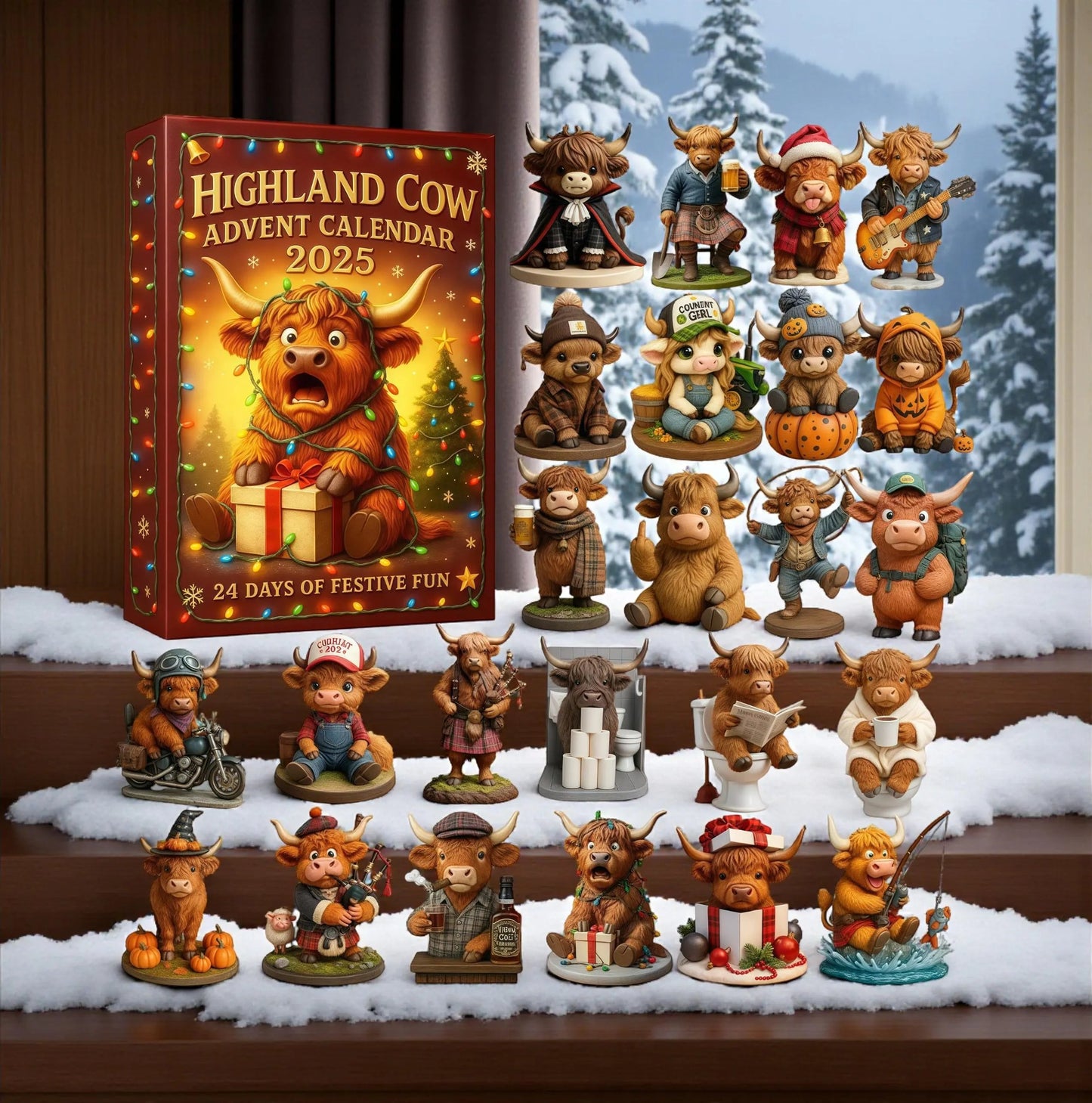 🐮🎁 3D Highland Cow Advent Calendar – 24 Festive Surprises!