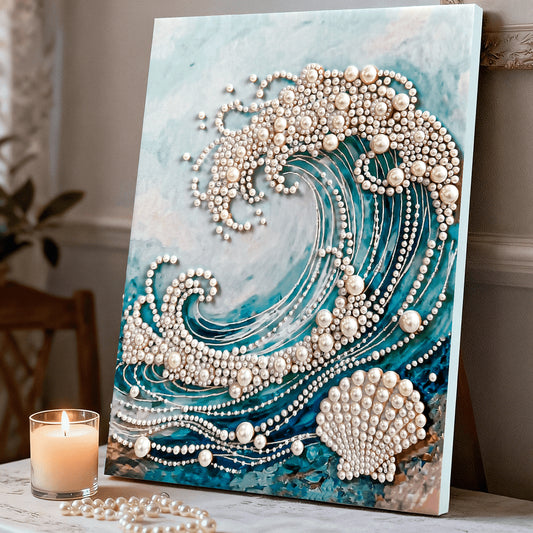 (40x50cm)DIY Pearl Painting Wave Shell Framed Handmade Pearl Material Art Kit
