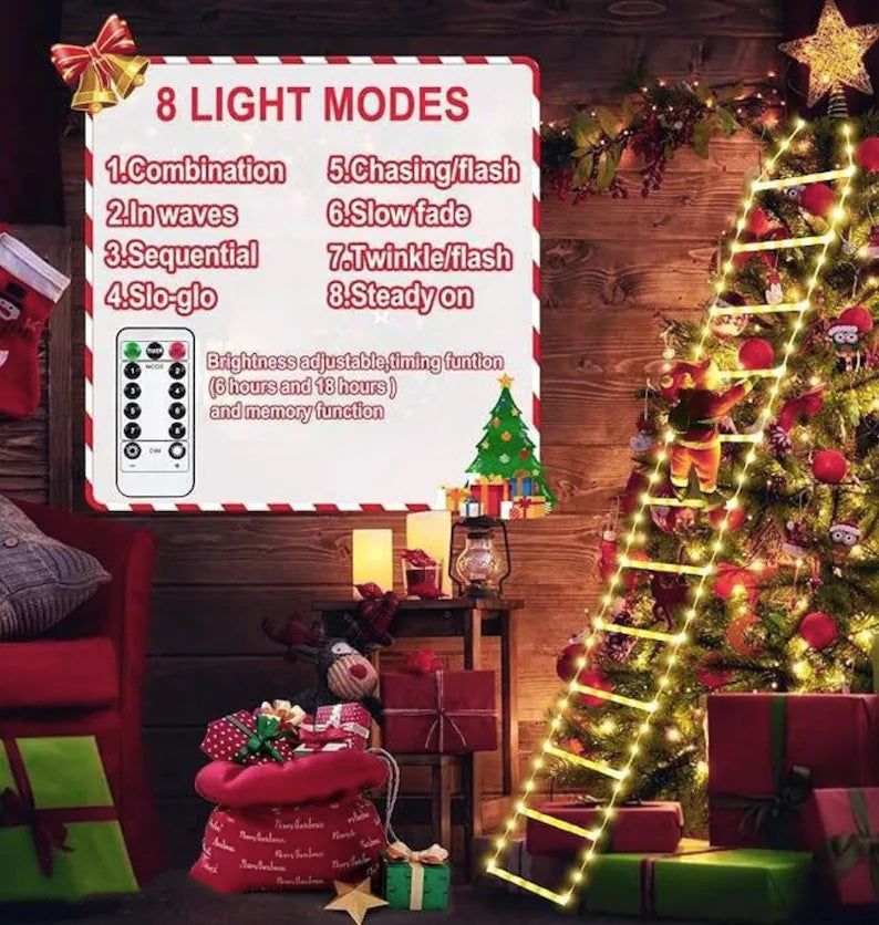 LED Santa Claus Climbing Ladder Light | USB Plug | 8 Flashing Modes