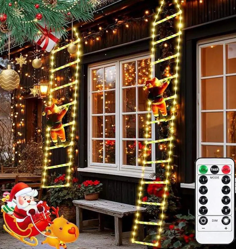 LED Santa Claus Climbing Ladder Light | USB Plug | 8 Flashing Modes