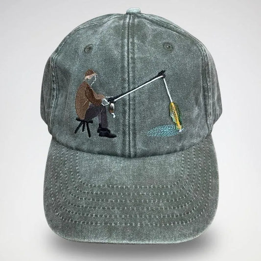🧢Embroidered Fisherman Hat with Pull-Up Glass Fish