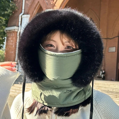 Ultra-Comfortable Soft Fleece-Lined Thickened Cold-Resistant Windproof Warm Hat with Integrated Face Mask, Neck Warmer, and Scarf—Perfect for Any Winter Outdoor Activity