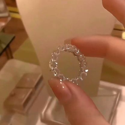 925 Sterling Silver Full Star River Diamond Ring, Handmade with 266 Diamonds