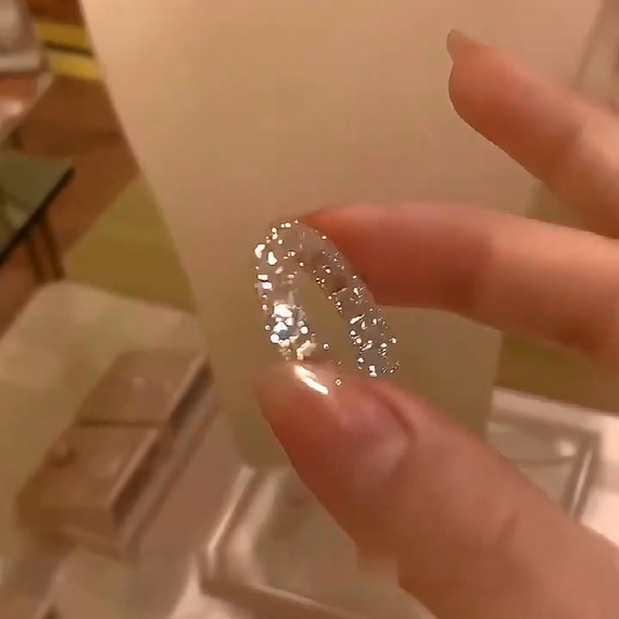 925 Sterling Silver Full Star River Diamond Ring, Handmade with 266 Diamonds