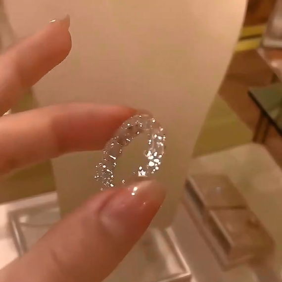 925 Sterling Silver Full Star River Diamond Ring, Handmade with 266 Diamonds