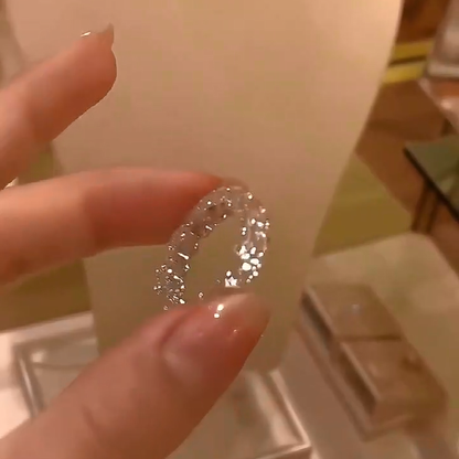 925 Sterling Silver Full Star River Diamond Ring, Handmade with 266 Diamonds